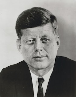 President John F. Kennedy, head-and-shoulders portrait, facing front]. Photograph from the Presidential File Collection, 1961. Library of Congress Prints & Photographs Division